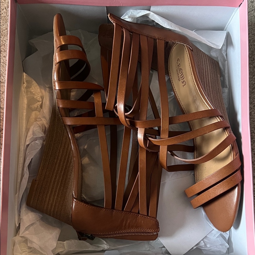 Crown Vintage Congnac Strappy Wedge Sandals